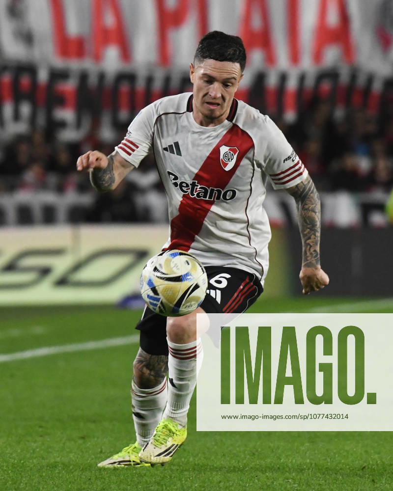 River Plate v Gimnasia y Esgrima La Plata - Torneo Apertura 2026 Anibal Moreno of River Plate plays the ball during the match between River Plate and Gimnasia y Esgrima La Plata at Estadio Mas Monumental in Buenos Aires, Argentina, on May 13, 2023. Buenos Aires Buenos Aires Argentina