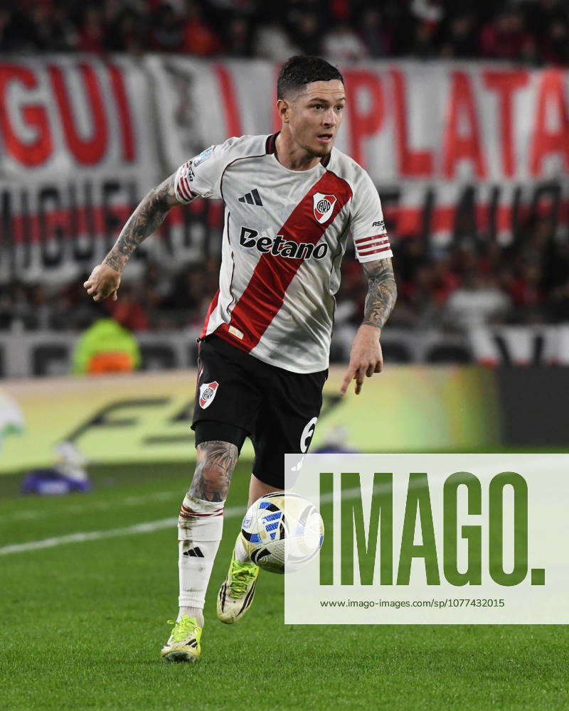 River Plate v Gimnasia y Esgrima La Plata - Torneo Apertura 2026 Anibal Moreno of River Plate plays the ball during the match between River Plate and Gimnasia y Esgrima La Plata at Estadio Mas Monumental in Buenos Aires, Argentina, on May 13, 2023. Buenos Aires Buenos Aires Argentina