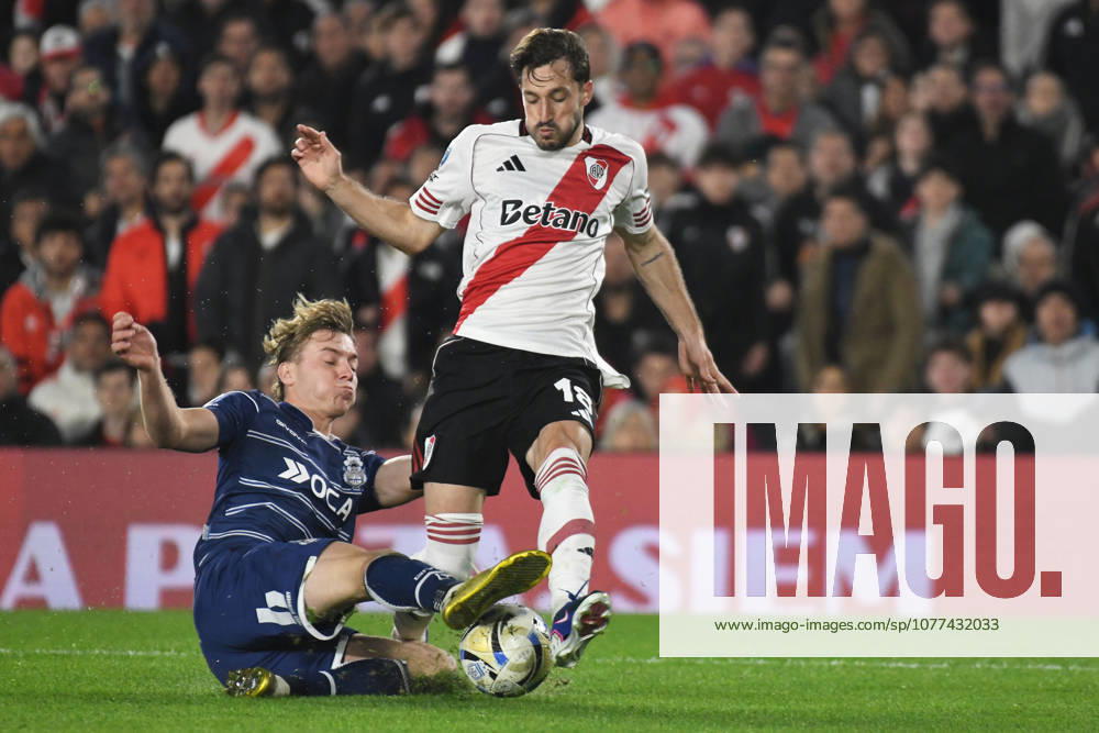 River Plate v Gimnasia y Esgrima La Plata - Torneo Apertura 2026 Matias Vina of River Plate competes for the ball during the match between River Plate and Gimnasia y Esgrima La Plata at Estadio Mas Monumental, Argentina, on May 13, 2023. Buenos Aires Buenos Aires Argentina