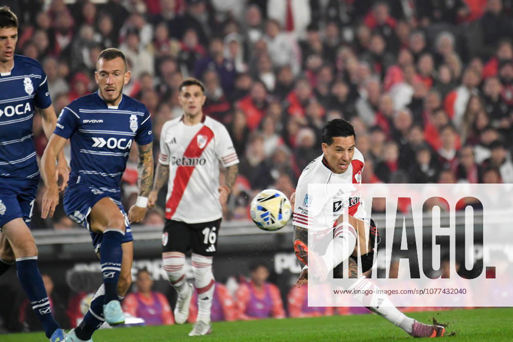 River Plate v Gimnasia y Esgrima La Plata - Torneo Apertura 2026 Sebastian Driussi of River Plate strikes the ball and scores a goal for the Nunez-based team during the 2026 League Cup playoff match between River Plate and Gimnasia y Esgrima de La Plata at the Monumental Stadium in Buenos Aires, Argentina, on May 13, 2026. Buenos Aires Argentina