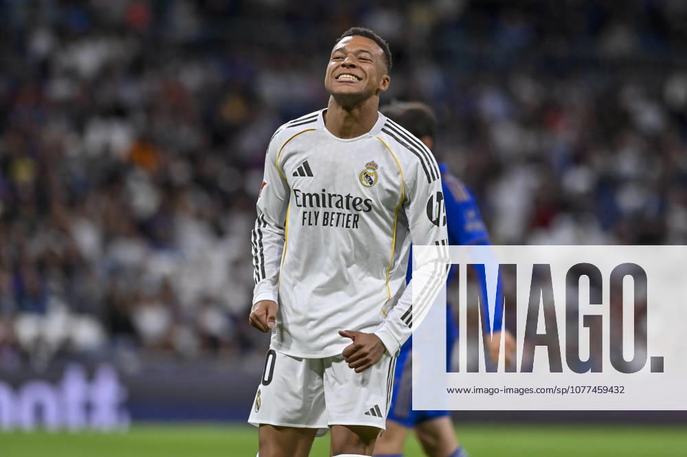 KYLIAN MBAPPE of Real Madrid CF laments during the match corresponding to the thirty-six round of the 2025 26 First Division National League Championship between REAL MADRID C.F. Vs REAL OVIEDO, played at the Bernabeu Stadium on May 14, 2026, in Madrid, Spain. Madrid Spain - ZUMAc312 20260515_zsp_c312_052
