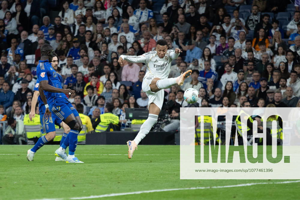 Kylian MbappÃ of Real Madrid seen in action during the EA SPORTS La Liga 2025-2026 match between Real Madrid and Real Oviedo, played at the Santiago BernabÃ u Stadium. Final score: Real Madrid 2 - Real Oviedo 0 Madrid Spain - ZUMAs197 20260514_aaa_s197_424