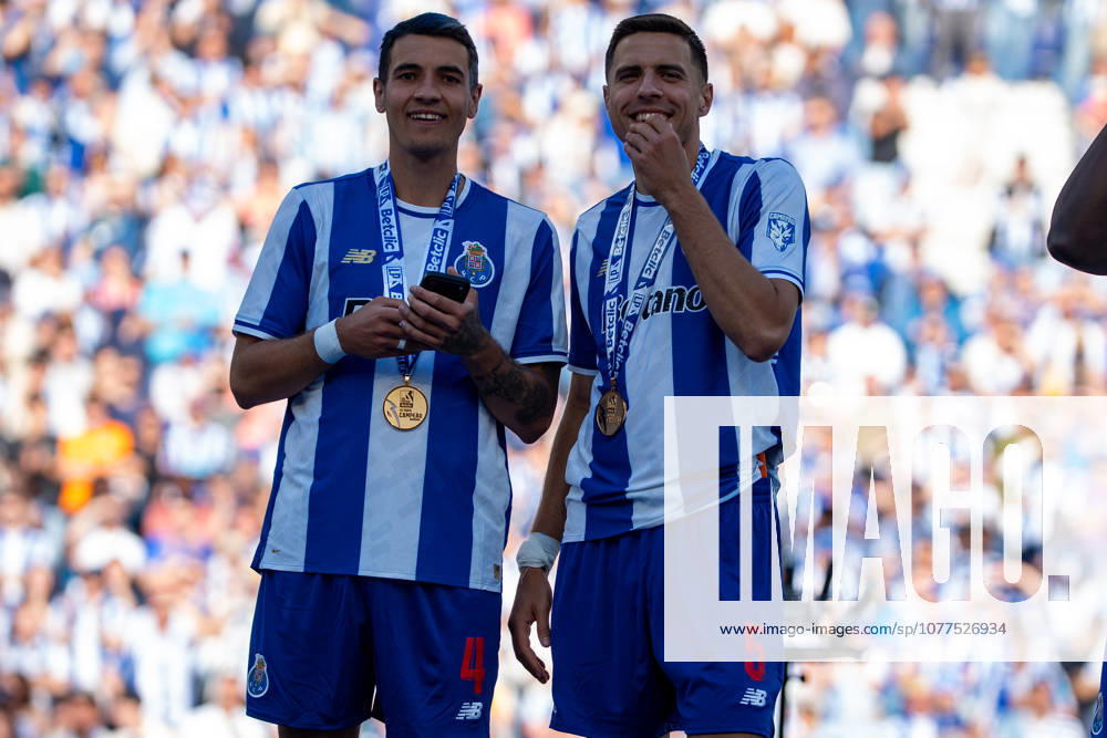 Jan Bednarek and Jakub Kiwior seen during Liga Portugal game between teams of FC Porto and CD Santa Clara at Estadio do Dragao (Kazimierz Koper Ball Raw Images) Porto Estadio do Dragao Portugal