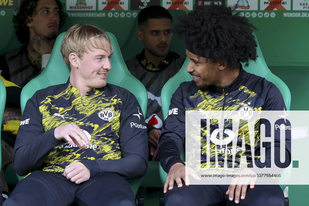 Julian Brandt Borussia Dortmund and Karim Adeyemi Borussia Dortmund talk together, Bundesliga, SV Werder Bremen v Borussia Dortmund, Weserstadion, May 16, 2026 in Bremen, Germany Photo by Marco Steinbrenner DeFodi Images Julian Brandt Borussia Dortmund and Karim Adeyemi Borussia Dortmund talk together, Bundesliga, SV Werder Bremen v Borussia Dortmund, Weserstadion, May 16, 2026 in Bremen, Germany Photo by Marco Steinbrenner DeFodi Images DFL regulations prohibit any use of photographs as image sequences and or quasi video