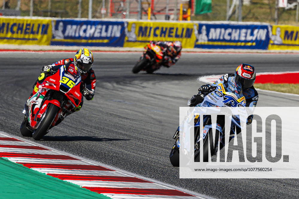 17th May 2026; Circuit de Barcelona, Barcelona, Catalonia, Spain; 2026 MotoGP of Catalunya Race Day; Alex Marquez of the Bk8 Gresini Racing Motogp team leads followed by Joan Mir of the Honda Hrc Castrol team during the race weekend PabloxGuillen