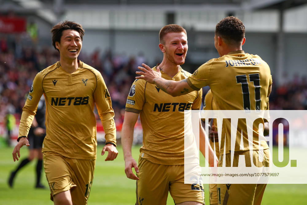 Premier League: Brentford v Crystal Palace LONDON, UK - 17th May 2026: Adam Wharton of Crystal Palace celebrates with team mates after scoring his side s second goal during the Premier League match between Brentford FC and Crystal Palace FC at Gtech Community Stadium London Gtech Community Stadium England United Kingdom