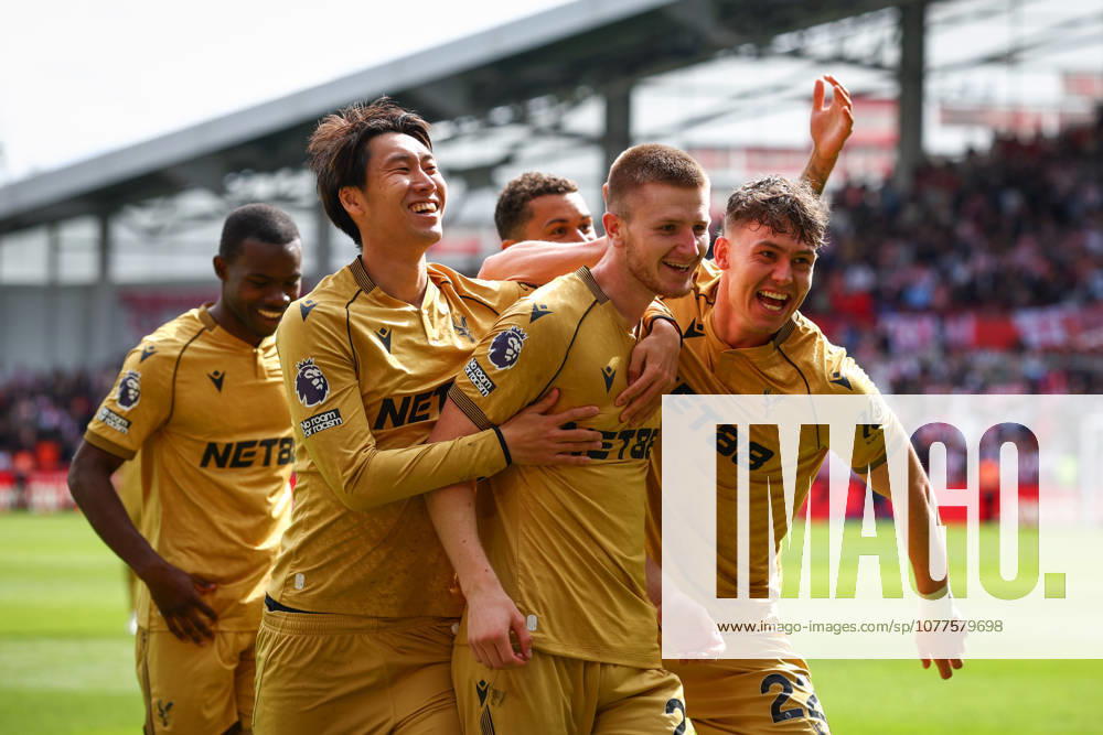 Premier League: Brentford v Crystal Palace LONDON, UK - 17th May 2026: Adam Wharton of Crystal Palace celebrates with team mates after scoring his side s second goal during the Premier League match between Brentford FC and Crystal Palace FC at Gtech Community Stadium London Gtech Community Stadium England United Kingdom