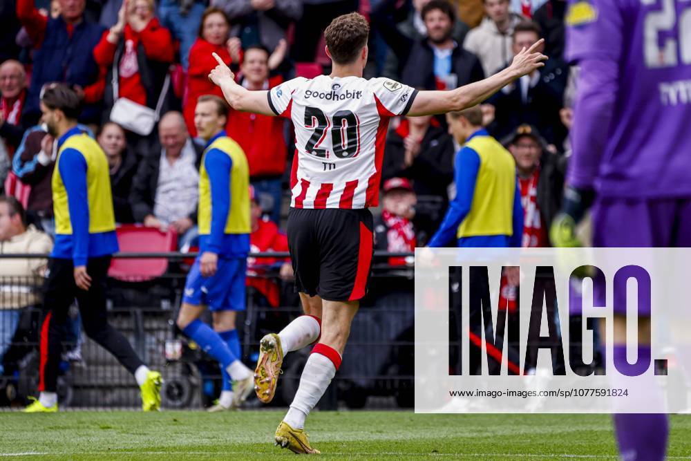 Guus Til of PSV Eindhoven celebrates after scoring his teams fourth goal PSV Eindhoven v FC Twente, Eredivisie, PSV v FC Twente 65, Philips Stadion, May 17, 2026, Eindhoven, Netherlands.