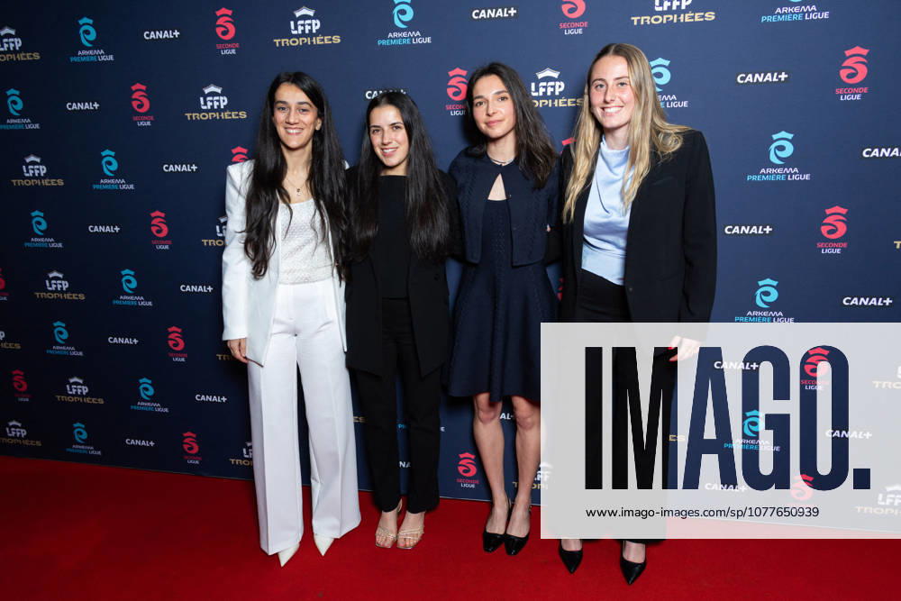 Trophees 2026 - Arkema Premiere Ligue - Paris Siham Boudina, guest, Margaux Dru and Soline Barbé attends the awards ceremony of the French Women’s Football Professional League LFFP 2025 2026 season at Pavillon Dauphine on May 18, 2026 in Paris, France. Photo by Nasser Berzane ABACAPRESS.COM Paris France