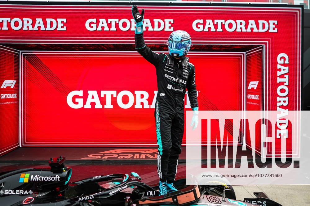 F1 - CANADIAN GRAND PRIX 2026 RUSSELL George (gbr), Mercedes AMG F1 Team W17, portrait, celebrating his sprint win during the Formula 1 Grand Prix du Canada 2026, 5th round of the 2026 Formula One World Championship, WM, Weltmeisterschaft from May 22 to 24, 2026 on the Circuit Gilles Villeneuve, in MontrÃ al, Canada - MontrÃ alCanada