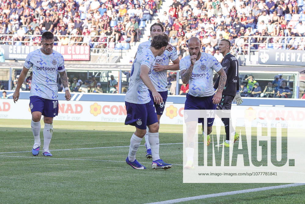 FOOTBALL - Serie A - Bologna FC vs Inter Milan - FC Internazionale Photo by IPA ABACAPRESS.COM85002868 - Federico Dimarco of Inter FC celebrates after scoring during Bologna FC vs FC Inter, 38th Serie A Enilive 2025-26 game at Renato dall Ara stadium in Bologna (BO), Italy, on May 23, 2026. Bologna Italy