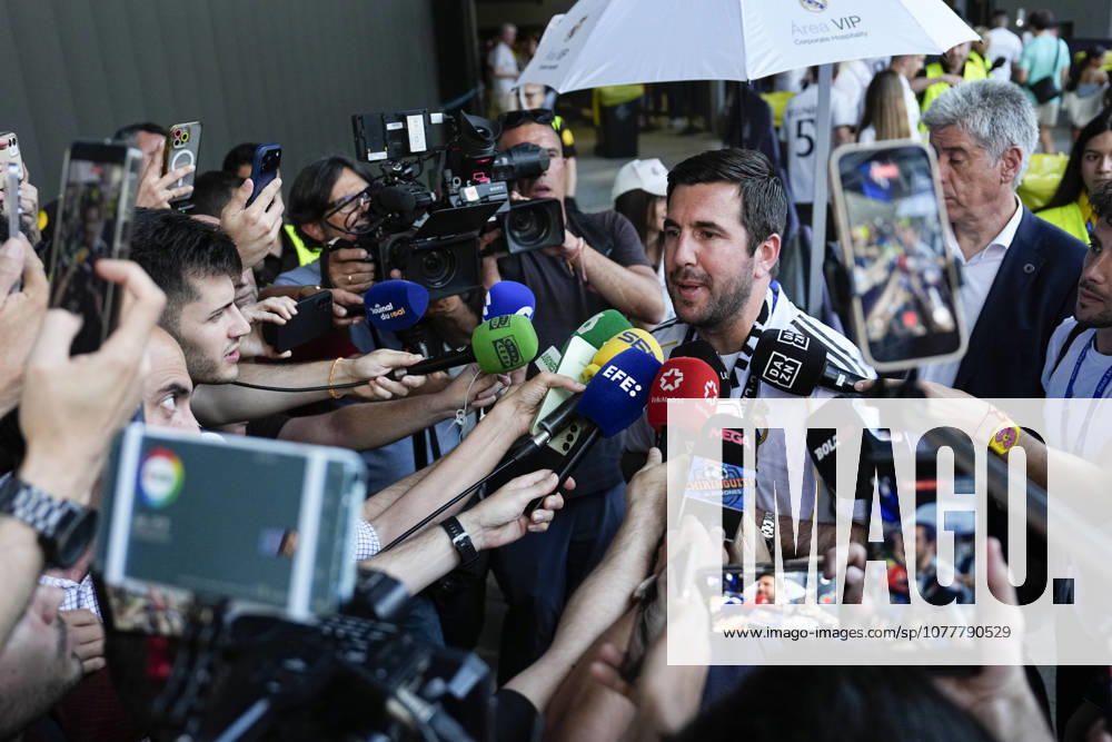 Enrique Riquelme attends the Media outside the stadium ahead the Spanish League, LaLiga EA Sports, football match played between Real Madrid and Athletic Club at Bernabeu stadium on May 23, 2026, in Madrid, Spain. Real Madrid V Athletic Club De Bilbao - LaLiga EA Sports - ZUMAa181 20260523_zaa_a181_027