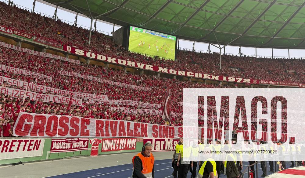 Football DFB Cup 2025 2026, Final, FC Bayern Munich VfB Stuttgart, at the Olympiastadion Berlin Protest of Bayern fans DFL and DFB regulations prohibit any use of photographs as image sequences and or quasi video