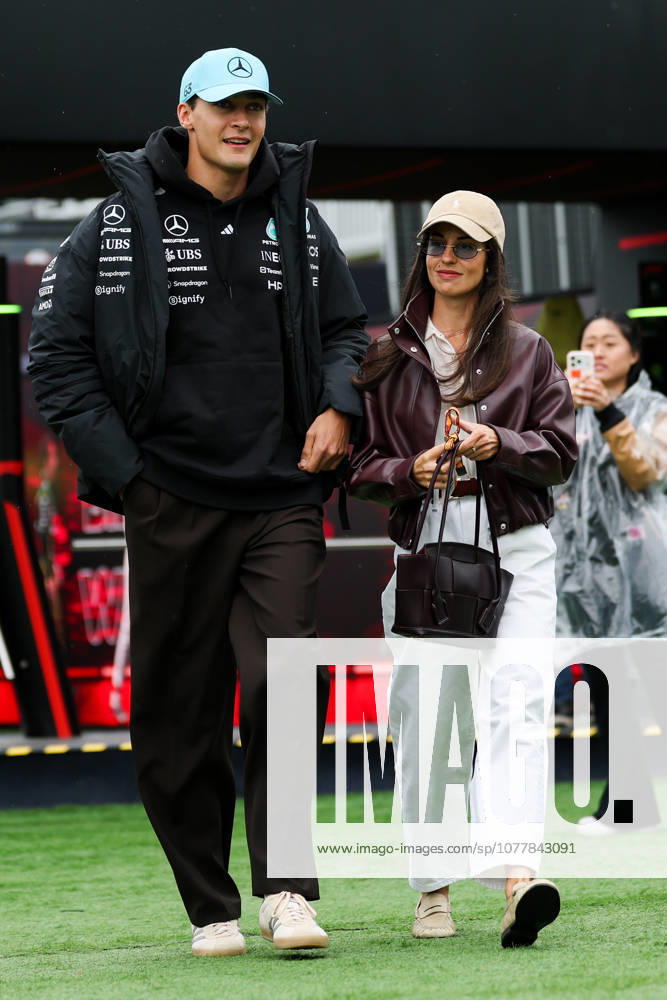F1 Grand Prix of Canada MONTREAL, QUEBEC - MAY 24 : George Russell of Great Britain and Mercedes-AMG Petronas F1 team arrives in the paddock with his girlfriend Carmen Montero Mundt for the F1 Grand Prix of Canada at Circuit Gilles Villeneuve in Montreal, Quebec, Canada on May 24, 2026. Mert Alper Dervis Anadolu Quebec Canada. Editorial use only. Please get in touch for any other usage.