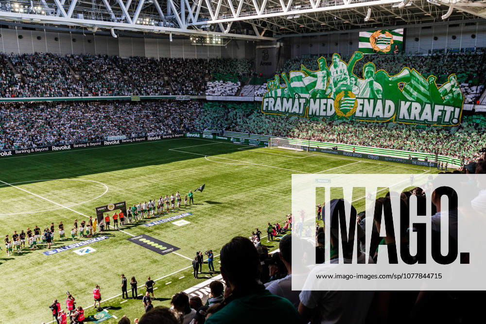 3Arena with Hammarbys supporters with a tifo before the football match in Allsvenskan between Hammarby and AIK on May 24, 2026 in Stockholm