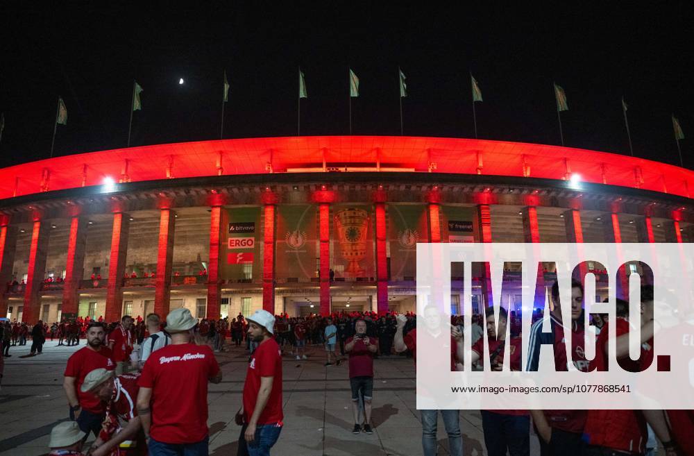Soccer, Men, Season 2025 2026, 83 DFB Cup Final, FC Bayern Munich VfB Stuttgart 3 0 , the dead lit Olympic Stadium after the final whistle and fans of FC Bayern, 23 05 2026,