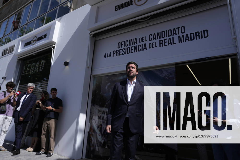 Enrique Riquelme attends the Media during the opening of his new campaign headquarters for his candidacy for the presidency of Real Madrid next to Bernabeu stadium on May 25, 2026, in Madrid, Spain. Madrid Spain - ZUMAa181 20260525_zaa_a181_011