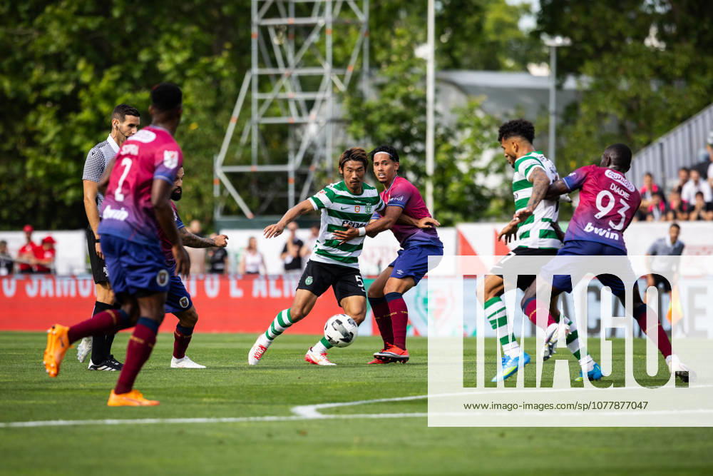 Sporting CP vs SCU Torreense in Oeiras - 24 May 2026 Hidemasa Morita of Sporting CP (CL) and Guilherme Liberato of SCU Torreense seen in action (CR) during the Portuguese Cup 2025 2026 - Final match between Sporting CP and SCU Torreence at Estadio Nacional. (Final score: Sporting CP 1 - 2 SCU Torreense) Oeiras Portugal