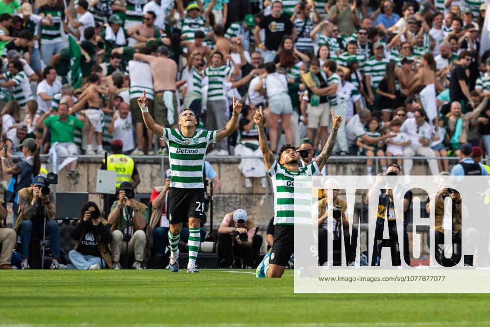 Sporting CP vs SCU Torreense in Oeiras - 24 May 2026 Luis Suarez of Sporting CP (R) and Maxi Araujo of Sporting CP (L) celebrate a goal during the Portuguese Cup 2025 2026 - Final match between Sporting CP and SCU Torreence at Estadio Nacional. (Final score: Sporting CP 1 - 2 SCU Torreense) Oeiras Portugal