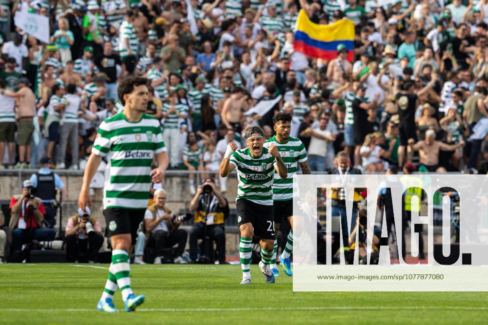 Sporting CP vs SCU Torreense in Oeiras - 24 May 2026 Maxi Araujo of Sporting CP celebrates a goal during the Portuguese Cup 2025 2026 - Final match between Sporting CP and SCU Torreence at Estadio Nacional. (Final score: Sporting CP 1 - 2 SCU Torreense) Oeiras Portugal