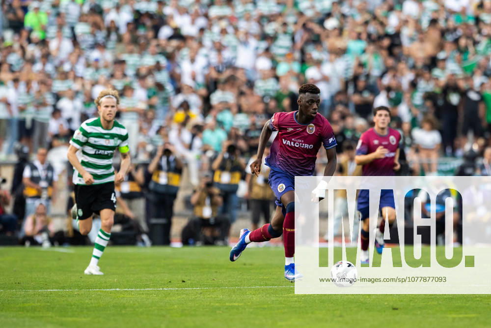 Sporting CP vs SCU Torreense in Oeiras - 24 May 2026 Musa Drammeh of SCU Torreense (L) and Maxi Araujo of Sporting CP (R) seen in action during the Portuguese Cup 2025 2026 - Final match between Sporting CP and SCU Torreence at Estadio Nacional. (Final score: Sporting CP 1 - 2 SCU Torreense) Oeiras Portugal