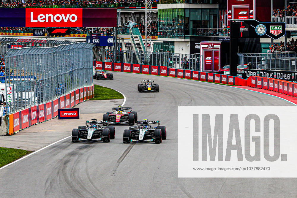 MOTORS - Formula 1 - Canadian Grand Prix 2026 Photo by IPA ABACAPRESS.COM85065849 - (12) Kimi Antonelli and (63) George Russell (GBR) - Mercedes-AMG PETRONAS F1 Team - Mercedes W17 - Mercedes E Performance during the Race of the Formula 1 AWS Canadian Grand Prix 2026 at Circuit Gilles Villeneuve in Montreal, Canada. Round 7 of the 2026 FIA Formula One World Championship, WM, Weltmeisterschaft held May 22-24, 2026. The Circuit Gilles Villeneuve on Ile Notre-Dame in Montreal, named after the legendary Ferrari driver, hosts the Sprint format for the seventh round. This event weekend features the F1 Sprint format, with a Sprint Shootout and Sprint Race in addition to the standard qualifying session and Grand Prix. during Canadian Grand Prix 2026, Formula 1 Championship in , , May 24 2026