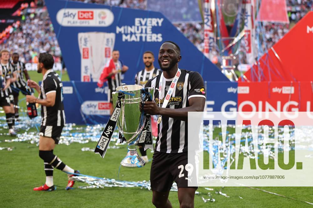 Alassana Jatta of Notts County celebrates with the League Two play-off final trophy Notts County v Salford City, EFL Sky Bet League Two, Play-Off Final, Football, Wembley Stadium, London, UK - 25 May 2026London Wembley Stadium United Kingdom