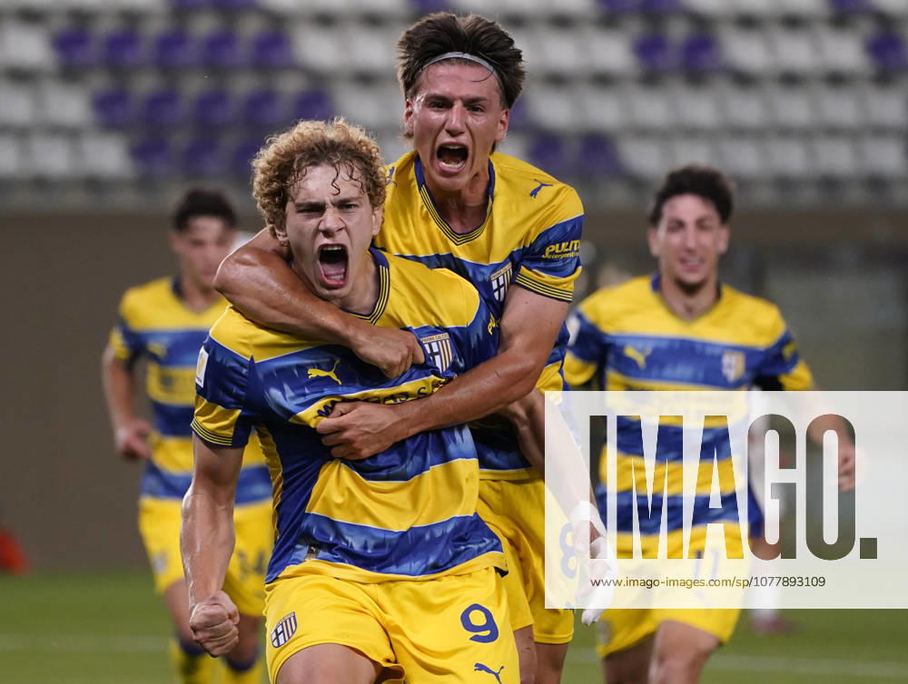 Parmas Daniel Mikolajewski celebrates after scoring the goal of 1-0 by penalty during match between Parma and Cesena In the final fase of 2024526 Primavera 1 Championship at the Viola Park Center in Bagno A Ripoli, Florence, center of Italy -Monday, May 25, 2026. Sport - Soccer