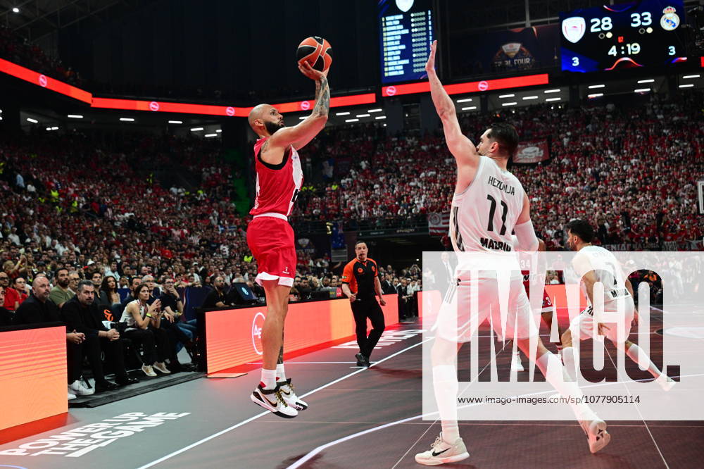 EuroLeague Basketball Final 4 - Champions Game, Olympiacos Piraeus vs Real Madrid - Evan Fournier, 94 of Olympiacos Piraeus during the 2026 EuroLeague Championship Game Olympiacos Piraeus vs Real Madrid at Telekom Center Athens on May 24, 2026 in Athens, Greece. ATHENS Greece