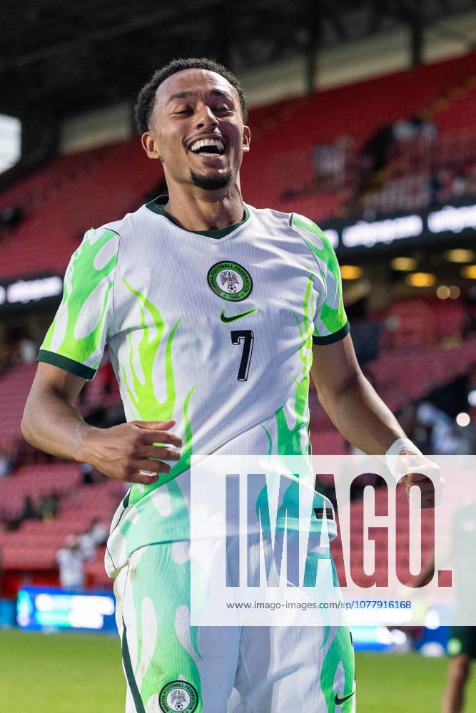 Nigeria v Zimbabwe, Unity Cup London 2026 GOAL 1-0.Nigeria forward Femi Azeez (7) celebrates after scoring a goal during the Unity Cup London 2026 match between Nigeria and Zimbabwe at The Valley, London, UK on 26 May 2026. London The Valley Greater London UK Editorial use only ,