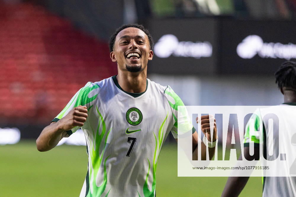 Nigeria v Zimbabwe, Unity Cup London 2026 GOAL 1-0.Nigeria forward Femi Azeez (7) celebrates after scoring a goal during the Unity Cup London 2026 match between Nigeria and Zimbabwe at The Valley, London, UK on 26 May 2026. London The Valley Greater London UK Editorial use only ,