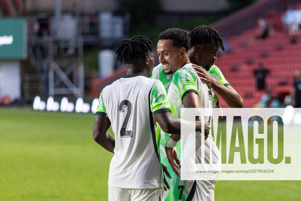 Nigeria v Zimbabwe, Unity Cup London 2026 GOAL 1-0.Nigeria forward Femi Azeez (7) celebrates with teammates after scoring a goal during the Unity Cup London 2026 match between Nigeria and Zimbabwe at The Valley, London, UK on 26 May 2026. London The Valley Greater London UK Editorial use only ,