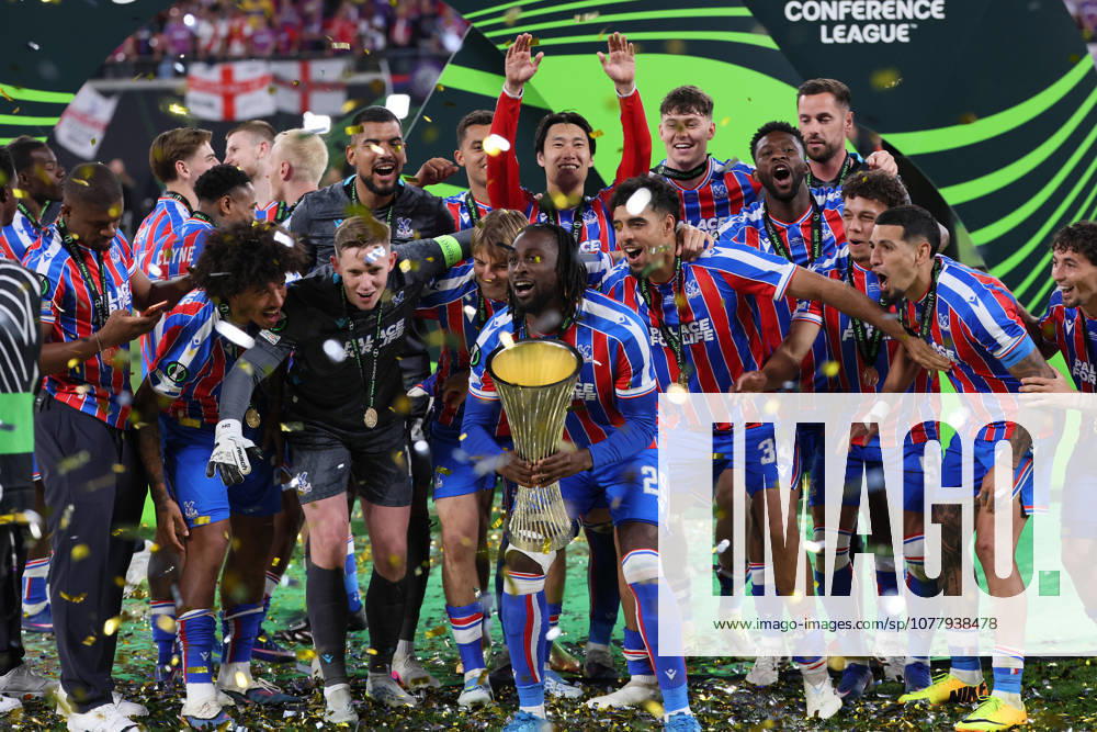 Crystal Palace Rayo Vallecano Final Conference League Leipzig, 27 05 2026, Leipzig Stadium, Football, Final UEFA Conference League , Crystal Palace ENG v Rayo Vallecano Madrid ESP 0 1 0 1 , CRYSTAL PALACE F C is winner of the UEFA Conference League 2026 , For editorial use only Only editorial use , UEFA regulations prohibit any use of photographs as image sequences and or quasi video , Picture Point