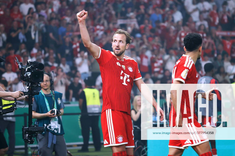 KANE Harry Team FC Bayern Muenchen cheers after his goal to lead 2 0 with DIAZ DFB Pokal Final 2026 in Berlin Match FC Bayern Muenchen VfB Stuttgart 3 0 on 23 05 2026 in Berlin DFL REGULATIONS PROHIBIT ANY USE OF PHOTOGRAPHS as IMAGE SEQUENCES and or QUASI VIDEO