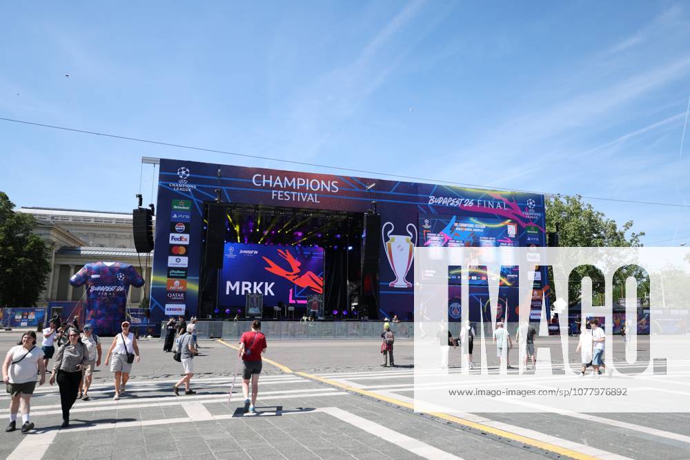 SOCCER - 2025-2026 UEFA Champions League final , Paris vs Arsenal General view of the fan zone ahead of the 2025-2026 UEFA Champions League Final between Paris and Arsenal in Budapest, showing crowds and pre match atmosphere Budapest Puskas Arena ,Budapest Puskas Arena Hungary