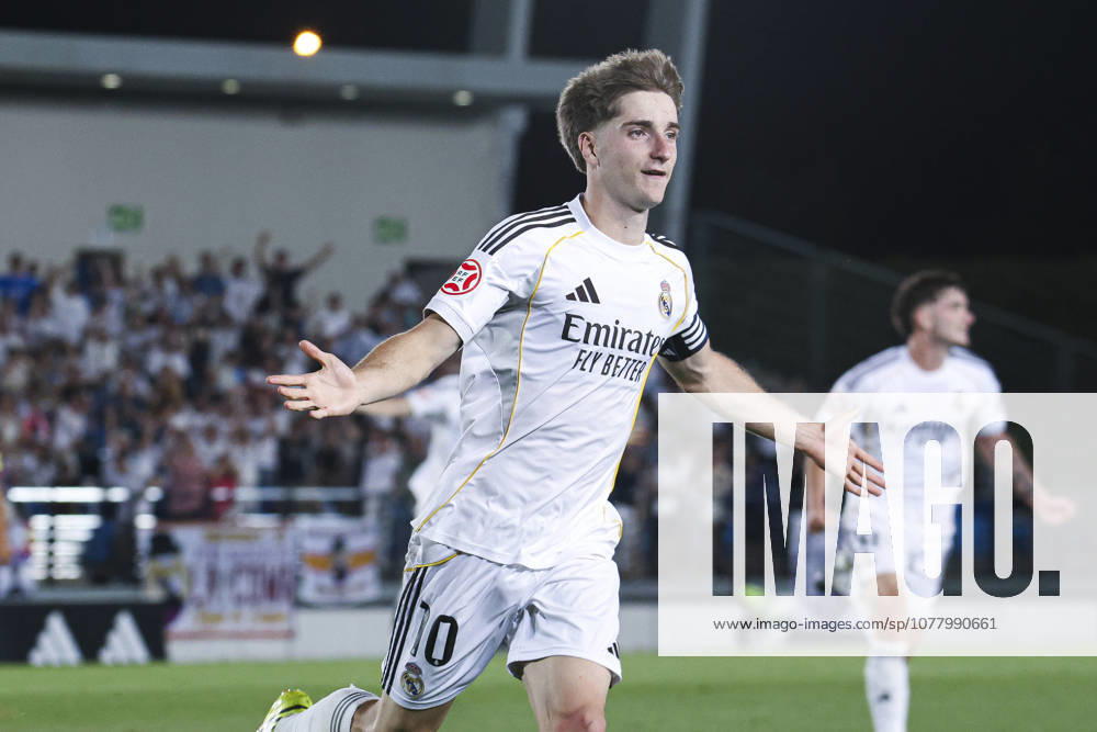 Real Madrid Castilla vs CE Sabadell, on the playoff matchday of the 2025 26 Primera Federacion Third Division of Spain May 29, 2026, Madrid, Spain Cesar Palacios celebrates his goal during the Primera Division championship football match between Real Madrid Castilla and CD Sabadell on 29 May 2026 at Estadio Alfredo Di Stefano in Madrid, Spain Madrid Madrid Madrid Spain