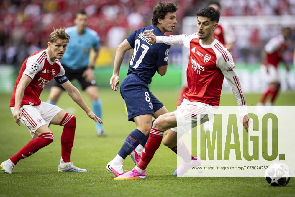 Football: Finale EUFA Champions League 2025-2026 - Paris Saint Germanin (PSG) V Arsenal - Puskas Arà na de Budapest Hongrie - 30 05 2026 Joao Neves 87 (Paris Saint-Germain)