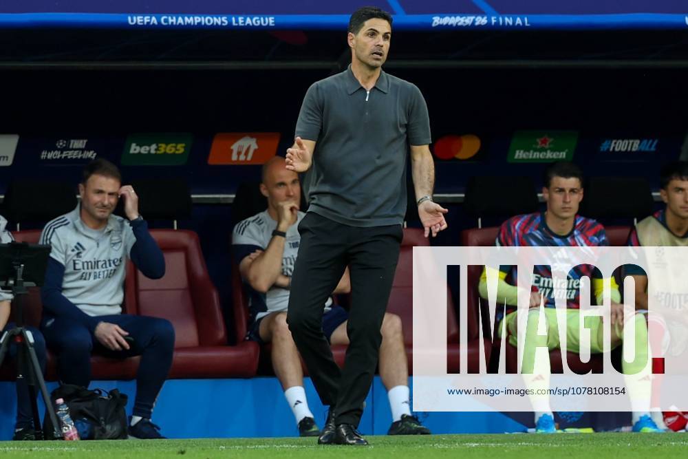 SOCCER - 2025-2026 UEFA Champions League final , Paris vs Arsenal Head Coach Mikel Arteta (Arsenal) gestures Budapest Puskas Arena ,Budapest Puskas Arena Hungary