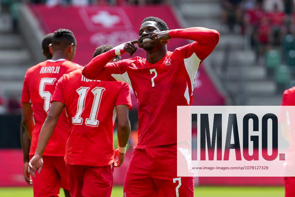 Soccer, International match Switzerland vs Jordan, Sunday, 31 05 2026 kybunpark, St Gallen Breel Embolo 7, Switzerland celebrates after his goal