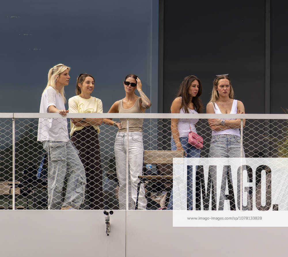 Football, DFB national team Germany, last training session before departure to the USA for the 2026 World Cup, at the DFB Campus in Frankfurt am Main The wives of the national team players watch the last training session from the balcony at the training ground, from left Sina Groß, wife of Pascal Groß Germany , Lena Wurzenberger, wife of national coach Julian Nagelsmann Germany , Lina Kimmich, wife of Joshua Kimmich Germany , Tanja Undav, wife of Deniz Undav Germany , Eileen, girlfriend of goalkeeper Alexander Nübel Germany ,