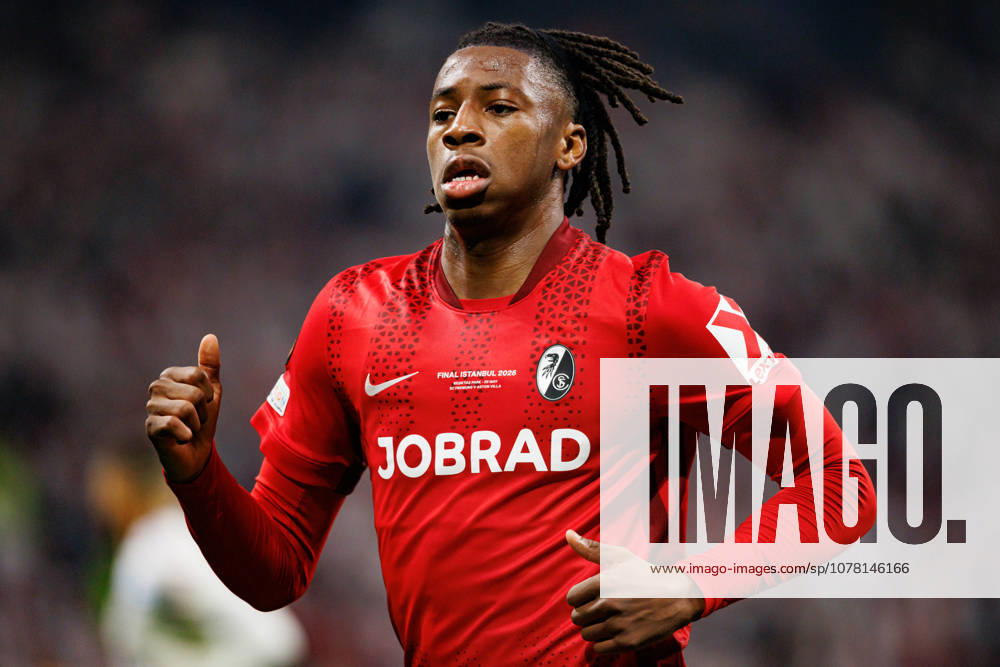 Johan Manzambi seen during the UEFA Europa League 2026 final game between teams of SC Freiburg and Aston Villa FC (Maciej Rogowski Ball Raw Images) Istanbul Besiktas Stadium Turkey