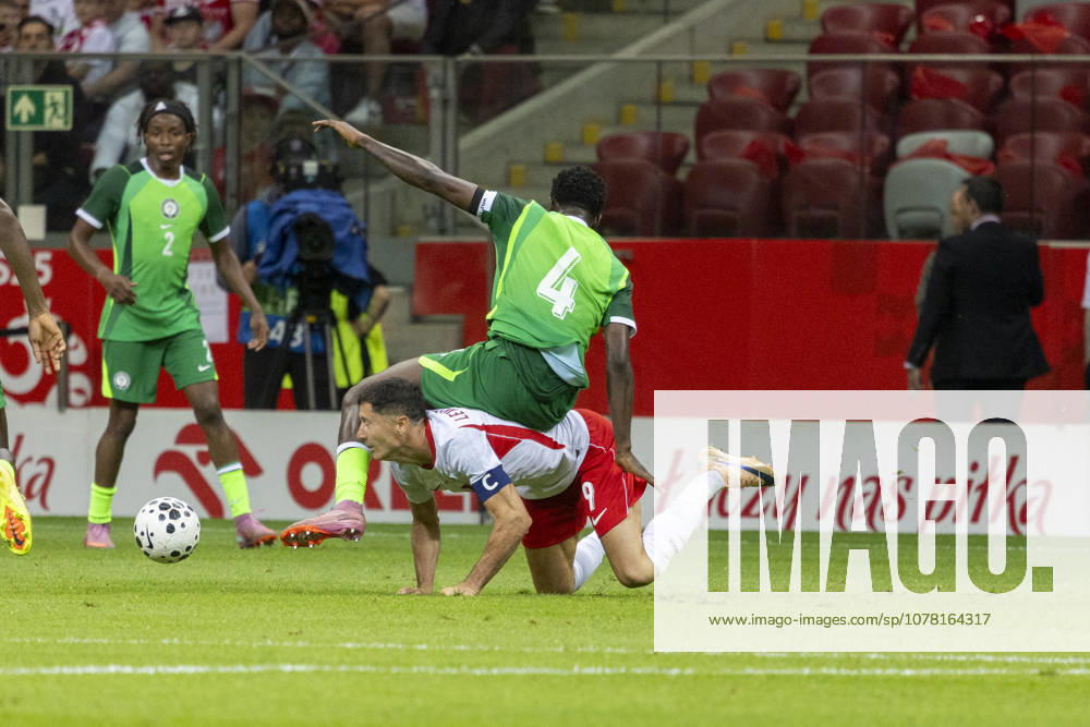 Poland - Nigeria 03.06.2026 football, Warsaw, PGE National Stadium, FIFA , friendly international game match Poland - Nigeria ( mecz towarzyski, pilka nozna, Polska - Nigeria ) image shows: Wilfred Ndidi (top) Robert Lewandowski (bottom) photo Katarzyna Plewczynska Fotostyk