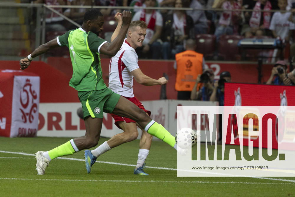 Poland - Nigeria 03.06.2026 football, Warsaw, PGE National Stadium, FIFA , friendly international game match Poland - Nigeria ( mecz towarzyski, pilka nozna, Polska - Nigeria ) image shows: Semi Ajayi (L) Karol Swiderski (R) photo Katarzyna Plewczynska Fotostyk