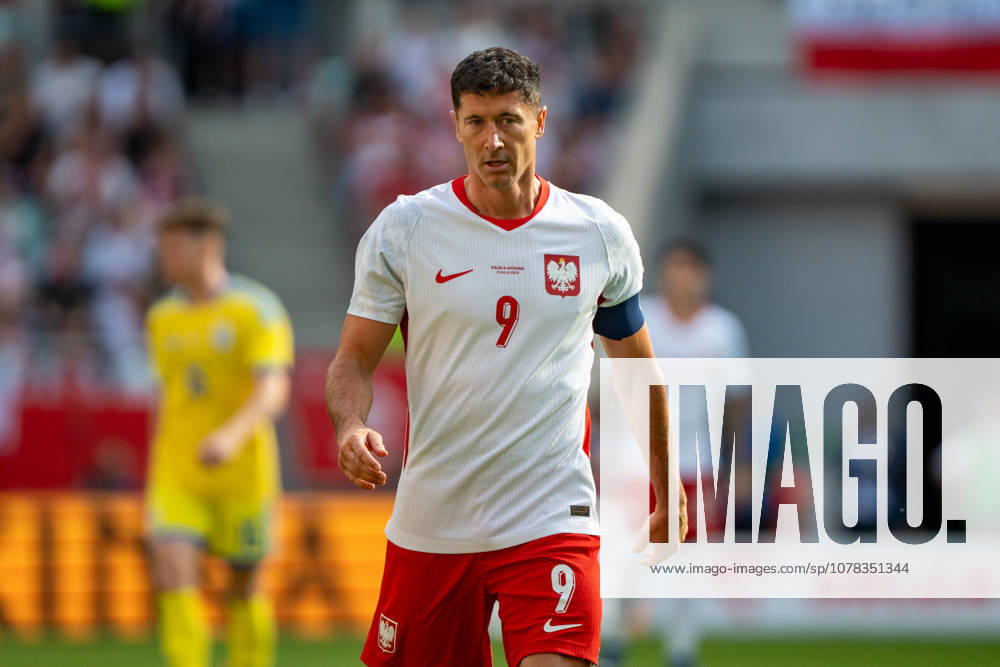 Robert Lewandowski (9) seen during International Friendly, Länderspiel, Nationalmannschaft Länderspiel, Nationalmannschaft game between national teams of Poland and Ukraine (Kazimierz Koper Ball Raw Images) Wroclaw Tarczynski Arena Poland