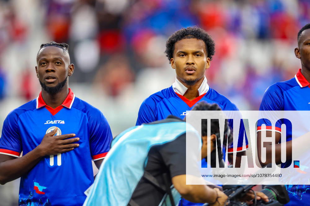 Players of the Haiti national team, Nationalteam during the national anthem prior to kickoff of the International Friendly, Länderspiel, Nationalmannschaft match. Miami USA - ZUMAd192 20260605_zsp_d192_066