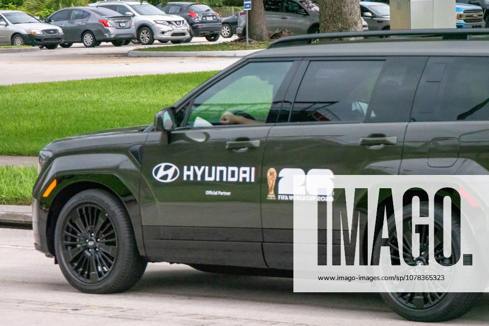 A Hyundai FIFA World Cup, WM, Weltmeisterschaft, Fussball 2026 partner vehicle is seen outside FAU Stadium in Boca Raton, Florida, on Tuesday as CuraoÂßao held a closed training session ahead of its first‘ever World Cup match against Germany. Boca Raton USA - ZUMAc343 20260609_znp_c343_001