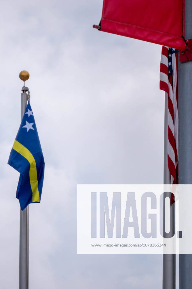 Flags fly outside FAU Stadium in Boca Raton, Florida, on Tuesday as CuraoÂßao held a closed training session ahead of its firstÃ¢â‚¬˜ever FIFA World Cup, WM, Weltmeisterschaft, Fussball match, a Group E opener against Germany. Boca Raton USA - ZUMAc343 20260609_znp_c343_011
