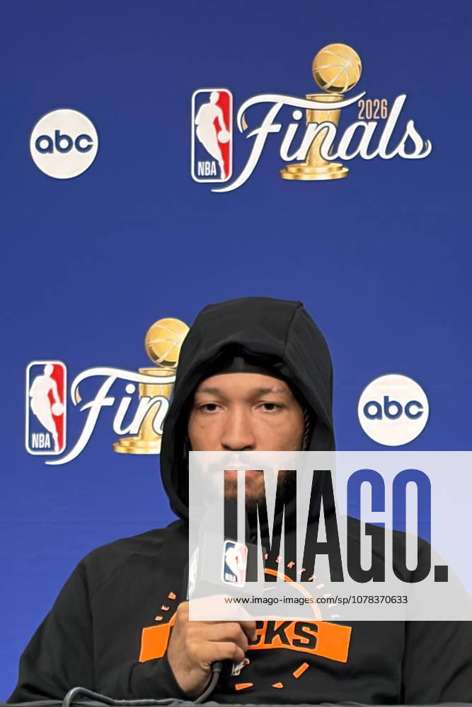 New York Knicks player Jalen Brunson said during a press conference, PK, Pressekonferenz in New York, United States, 09 June 2026, that he feels he has played at an average level in the first three games of the NBA, Basketball Herren, USA Finals, which New York leads 2-1 against the Spurs. Brunson says he has played at an average level in the NBA Finals !ACHTUNG: NUR REDAKTIONELLE NUTZUNG!