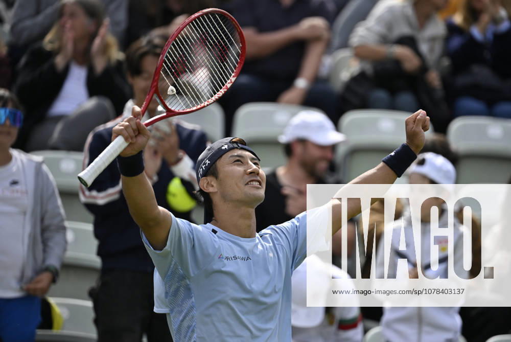 After end of match Sho Shimabukuro JPN jubilation, joy, emotion, emotional, cheers, lucky, happy, tennis men BOSS Open ATP 250 Stuttgart 2026 Weissenhof BOSS Open ATP 250 Stuttgart 2026