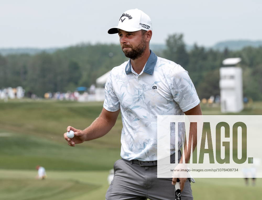 Adam Svensson, of Vancouver, waves to the gallery as after putting out his bogey free first round of the RBC Canadian Open in Caledon, Ont. on Thursday June 11, 2026. Canada News - June 11, 2026 - ZUMAc35_ 20260611_zaf_c35_032